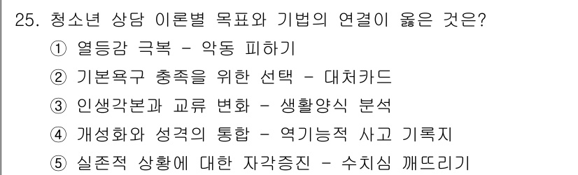 청소년상담사_2급(1교시)(구) 2018년 25번 - 해당 자격증의 핵심 개념을 묻는 객관식 문제