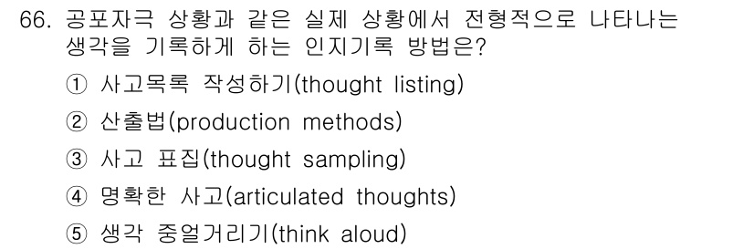 청소년상담사_2급(1교시)(구) 2019년 66번 - 정답은 2번, 산출법(production methods)입니다. 이 방법... 에 관한 핵심 기출문제