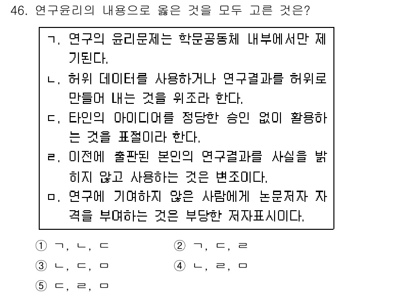 청소년상담사_2급(1교시) 2019년 46번 - . 연구 윤리는 연구자가 연구 목적과 방법을 명확히 하고, 참여자를 존중... 에 관한 핵심 기출문제