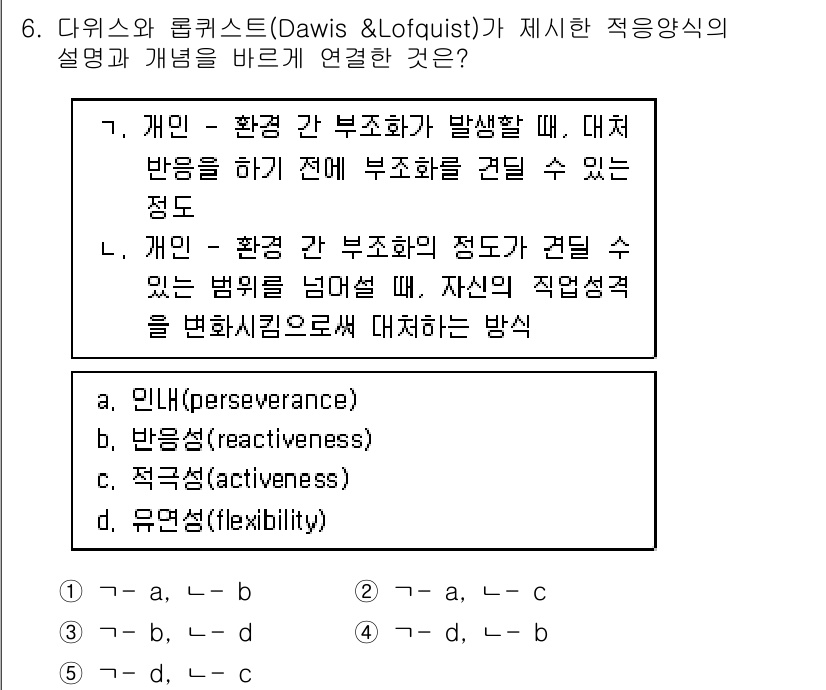 청소년상담사_2급(2교시) 2018년 6번 - 정답은 4번 "유연성(flexibility)"입니다. 이는 개인과 환경 ... 에 관한 핵심 기출문제
