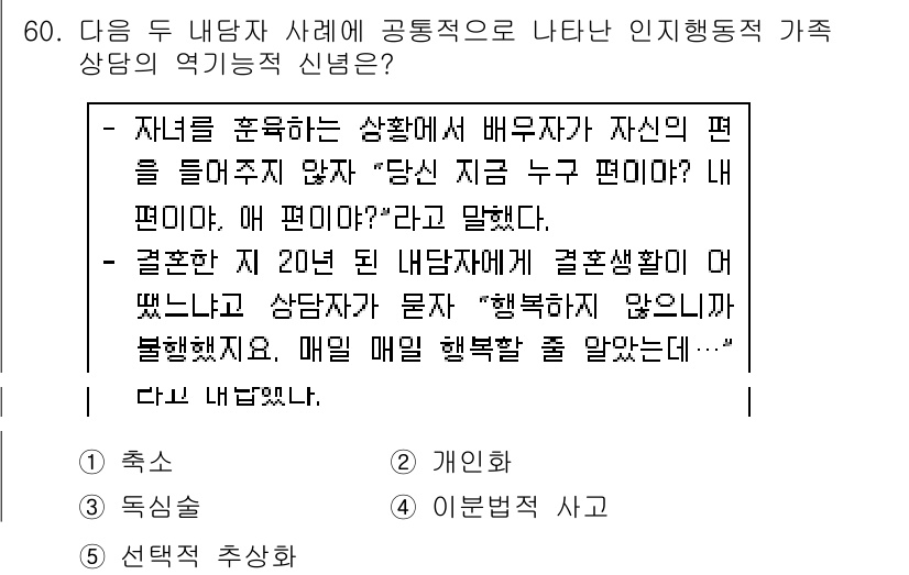 청소년상담사_2급(2교시)(구) 2019년 60번 - 정답인 이유는, 부모가 자녀의 관점을 존중하고 자신이 생각하는 바를 표현... 에 관한 핵심 기출문제