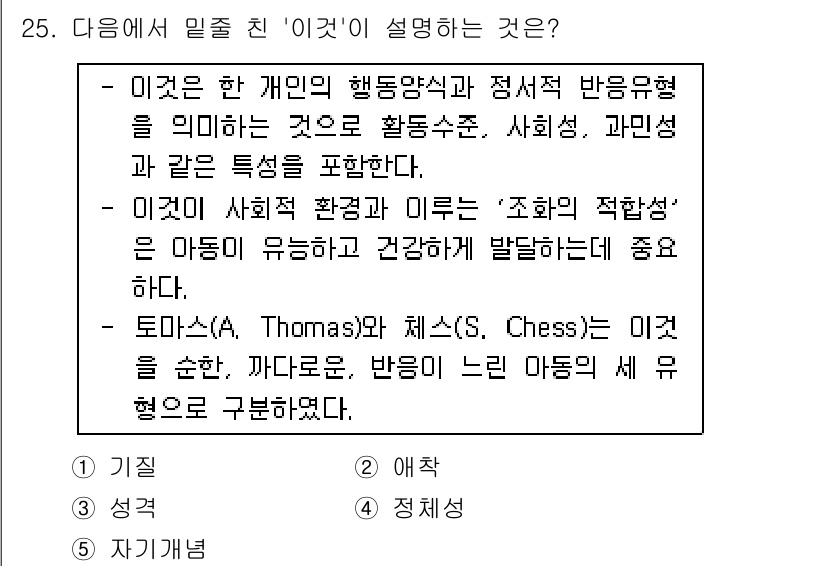 청소년상담사_3급(1교시)(구) 2019년 25번 - 이 질문에서 '이건'이 설명하는 것은 개인의 행동양식과 사회적 반응 유형... 에 관한 핵심 기출문제