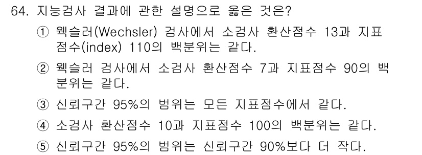 청소년상담사_3급(1교시) 2019년 64번 - 4. 신뢰구간 95%의 범위는 모집단의 실제 평균이 포함될 확률이 95%... 에 관한 핵심 기출문제