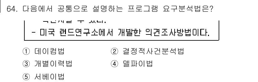 청소년상담사_3급(2교시)(구) 2015년 64번 - 정답은 4번 "델파이법"이다. 델파이법은 전문가의 의견을 수집하고 이를 ... 에 관한 핵심 기출문제