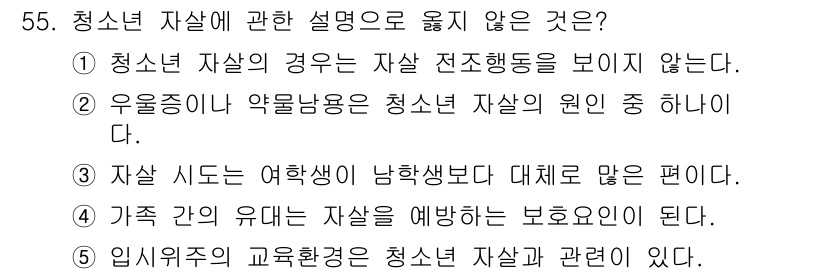 청소년상담사_3급(2교시) 2015년 55번 - 해당 자격증의 핵심 개념을 묻는 객관식 문제