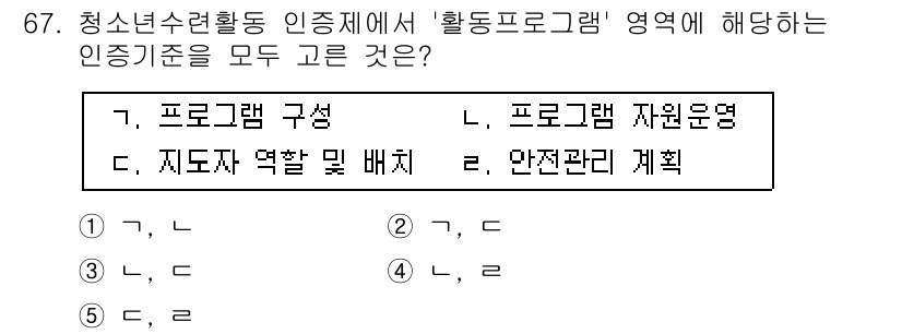 청소년상담사_3급(2교시) 2015년 67번 - '청소년상담사' 시험에서 '활동프로그램'의 역할은 청소년의 전인적 발달을... 에 관한 핵심 기출문제