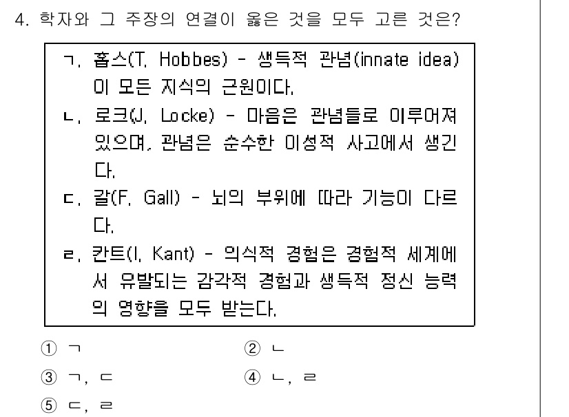 청소년상담사_3급(2교시) 2017년 4번 - 칸트는 인식이 주관적 경험에 기반하지만, 이를 통해 객관적인 인식을 추구... 에 관한 핵심 기출문제