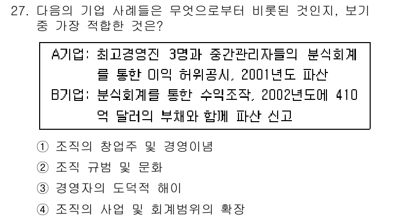 비서_1급 2019년 27번 - .

해설: A 기업은 허가를 받지 않고 미의 허가를 통해 실질적인 직무... 에 관한 핵심 기출문제