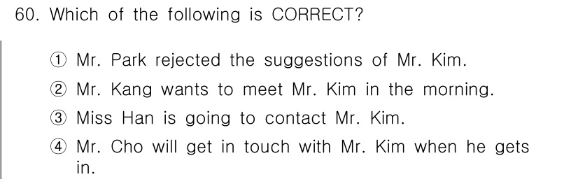 비서_1급 2019년 60번 - 정답 4번은 "Mr. Cho will get in touch with M... 에 관한 핵심 기출문제