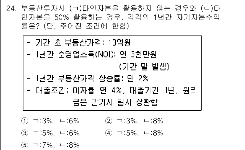 공인중개사_1차 2018년 24번 - 문제에서 주어진 조건에 따르면, 1년간 부동산 가치 상승률이 2%이므로,... 에 관한 핵심 기출문제
