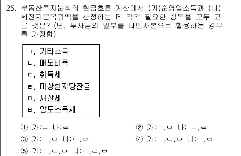 공인중개사_1차 2018년 25번 - 부동산 투자 분석에서 현금 흐름을 계산할 때, (가)와 (나)에서 제시된... 에 관한 핵심 기출문제