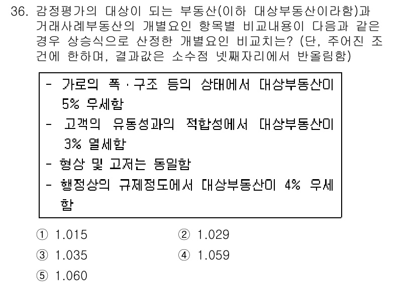 공인중개사_1차 2018년 36번 - 문제에서 제시된 내용에 따르면, "형상 및 고조력"이 동일한 조건에서 부... 에 관한 핵심 기출문제