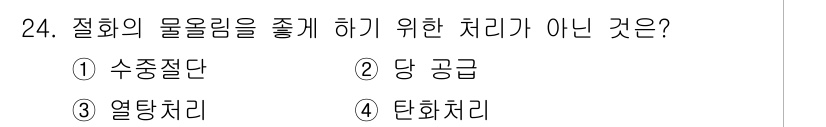 화훼장식기사 2016년 24번 - . 당 공급  
이유: 당 공급은 식물의 물리적 안정성을 높이는 것이 아... 에 관한 핵심 기출문제
