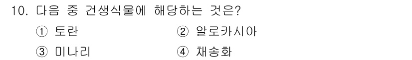 화훼장식기사 2017년 10번 - 정답은 4번 채송화입니다. 채송화는 건생식물에 해당하는 식물로, 주로 건... 에 관한 핵심 기출문제