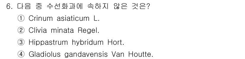 화훼장식기사 2018년 6번 - Gladiolus gandavensis Van Houtte는 붓꽃과(Ir... 에 관한 핵심 기출문제