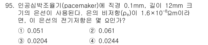 의공산업기사 2016년 95번 - 해당 자격증의 핵심 개념을 묻는 객관식 문제