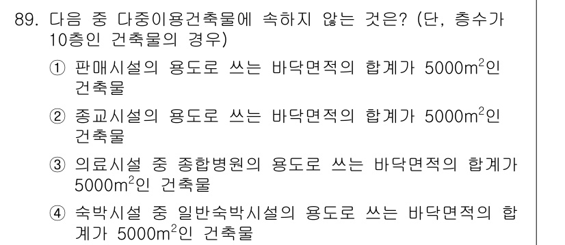 실내건축산업기사 2019년 89번 - 정답 4번이 아닌 이유는, 4번의 경우 일반 박물관의 용도에서 요구하는 ... 에 관한 핵심 기출문제