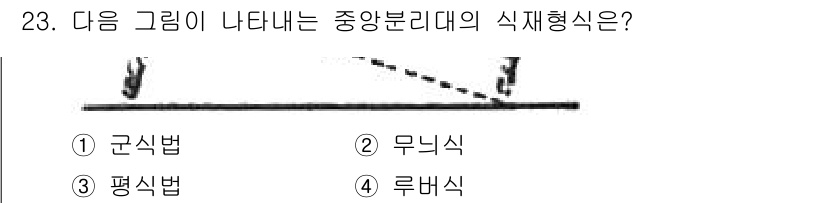 조경산업기사 2019년 23번 - 정답은 4번, 루버식이다. 루버식은 수평으로 길게 펼쳐진 구조물에서 경사... 에 관한 핵심 기출문제