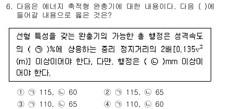 승강기산업기사 2019년 6번 - 이는 주어진 조건에서 승강기의 강도와 관련하여 필요한 최소한의 성격 속도... 에 관한 핵심 기출문제