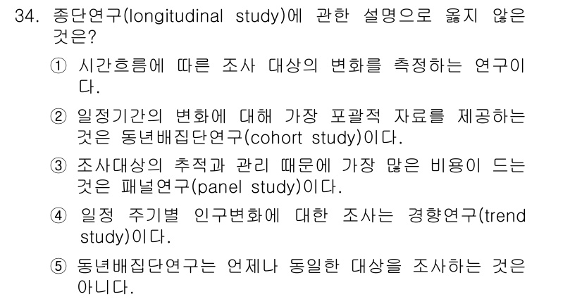 사회복지사_1급(1교시) 2020년 34번 - 일찍이 정해진 일정에 따라 반복적으로 동일한 대상에 대한 데이터를 수집하... 에 관한 핵심 기출문제