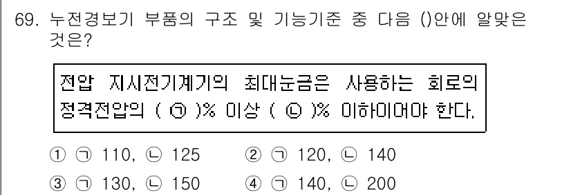 소방설비산업기사(전기) 2018년 69번 - 전압 자식 전기기계의 최대 누전 전류는 회로의 정격 전압에 따라 다르며,... 에 관한 핵심 기출문제