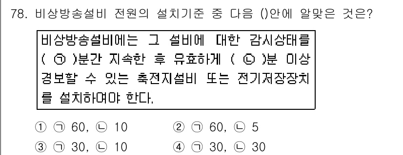 소방설비산업기사(전기) 2018년 78번 - 비상밧줄설비는 전원에 대한 감시상태를 유지해야 하며, 이를 위해 전기설비... 에 관한 핵심 기출문제