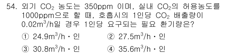 건축설비산업기사 2019년 54번 - 해당 자격증의 핵심 개념을 묻는 객관식 문제