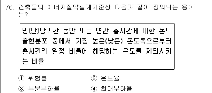 건축설비산업기사 2019년 76번 - . 

온도 비율은 냉방(가열) 기간 동안 연간 총 스트관에서의 온도를 ... 에 관한 핵심 기출문제