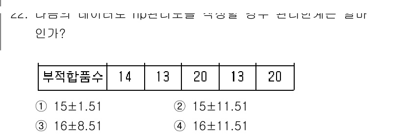 품질경영기사 2019년 22번 - 부적합 품수의 평균과 표준편차를 구하기 위해 먼저 총합과 평균을 계산합니... 에 관한 핵심 기출문제