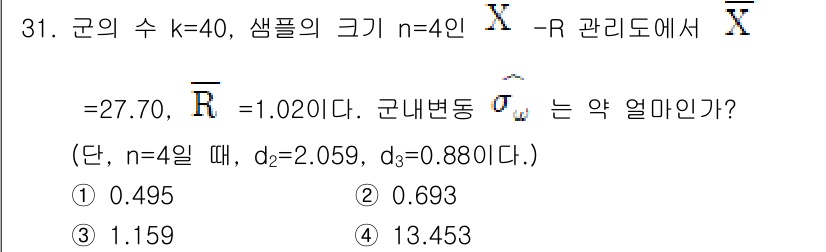 품질경영기사 2019년 31번 - 문제에서 주어진 정보로부터 표본 평균의 분포를 통해 모집단 평균의 변동성... 에 관한 핵심 기출문제