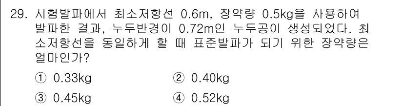 화약류관리산업기사 2015년 29번 - 해당 자격증의 핵심 개념을 묻는 객관식 문제