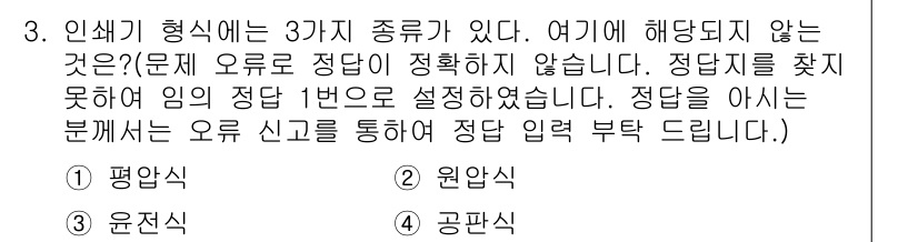 인쇄기능사 2015년 3번 - 해당 자격증의 핵심 개념을 묻는 객관식 문제