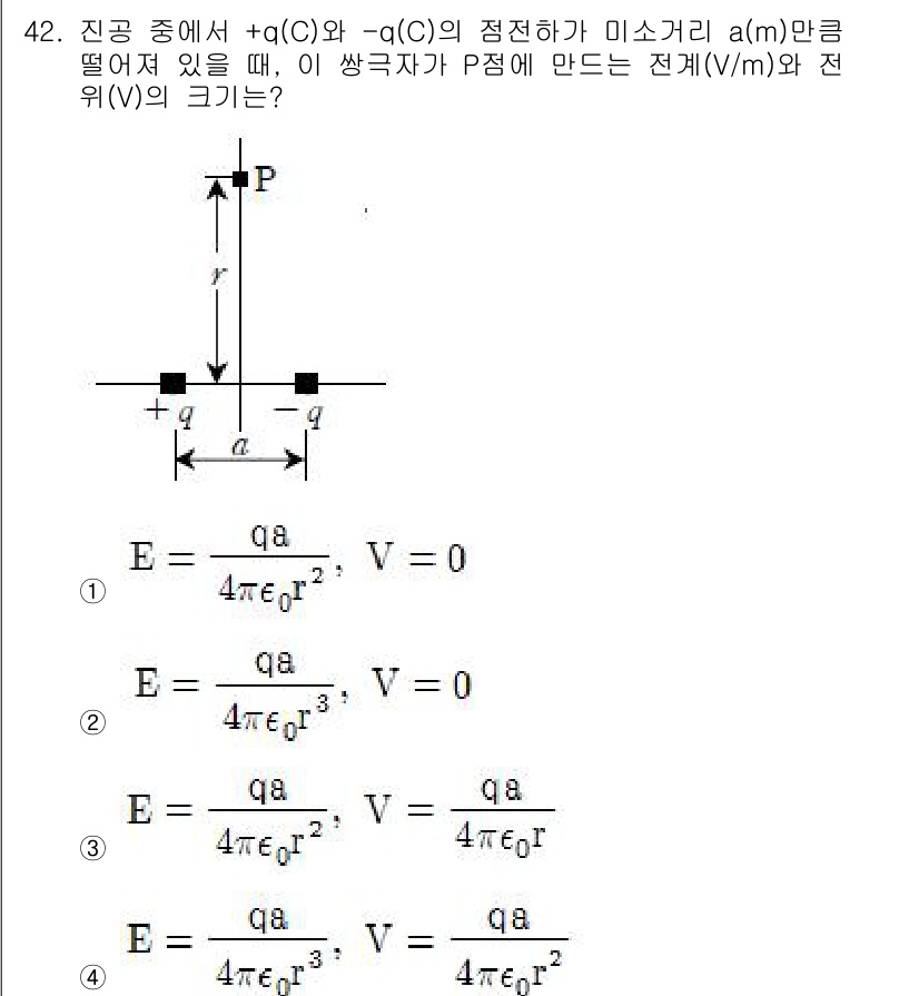 전기철도기사 2016년 42번 - 전기장 \(E\)는 전압 \(V\)의 기울기로 표현되며, 전기장과 전위의... 에 관한 핵심 기출문제