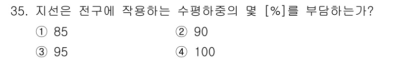전기철도기사 2019년 35번 - 지선은 전구에 적용되는 수평하중의 비율을 정의하며, 일반적으로 100%를... 에 관한 핵심 기출문제