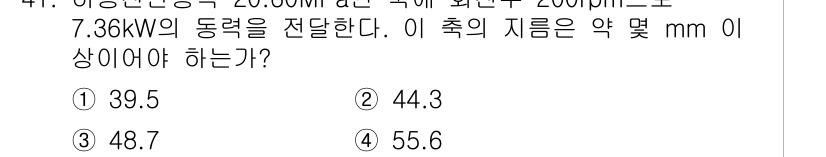 기계설계기사 2017년 41번 - 해당 자격증의 핵심 개념을 묻는 객관식 문제