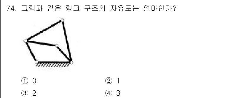 기계설계기사 2018년 74번 - 자유도는 구조물의 이동 또는 회전 가능성을 평가하는 지표입니다. 주어진 ... 에 관한 핵심 기출문제