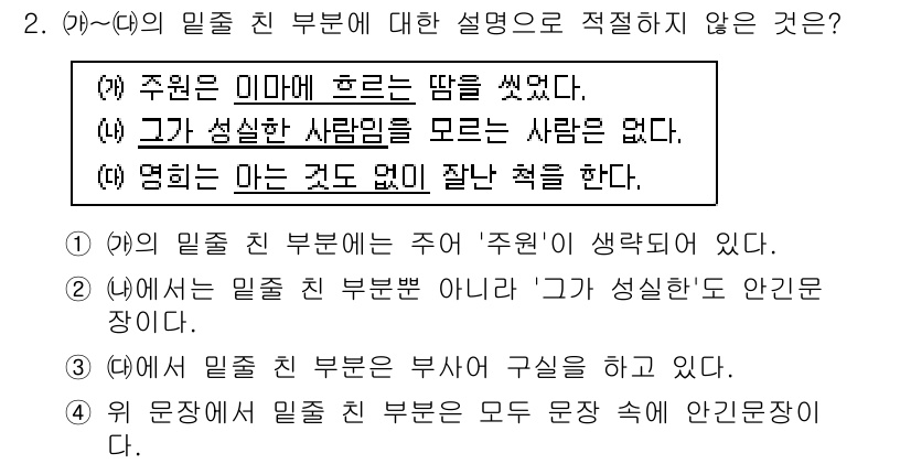 경찰공무원(순경)_국어 2015년 2번 - 해당 자격증의 핵심 개념을 묻는 객관식 문제