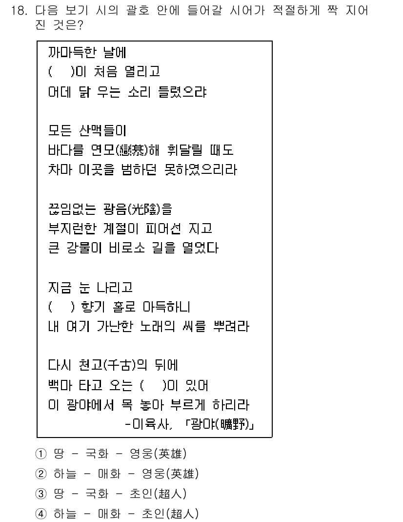경찰공무원(순경)_국어 2017년 18번 - 정답 4번은 '세상'의 다양한 소리를 여과 없이 전달하고, 바다와 하늘의... 에 관한 핵심 기출문제