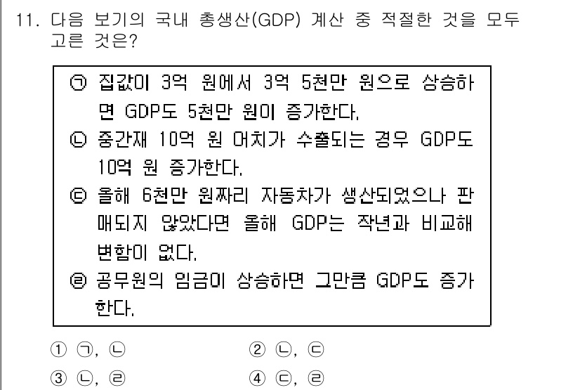경찰공무원(순경)_사회 2016년 11번 - 1. GDP는 소비, 투자, 정부 지출 등 단위 시간 내에 국내에서 생산... 에 관한 핵심 기출문제