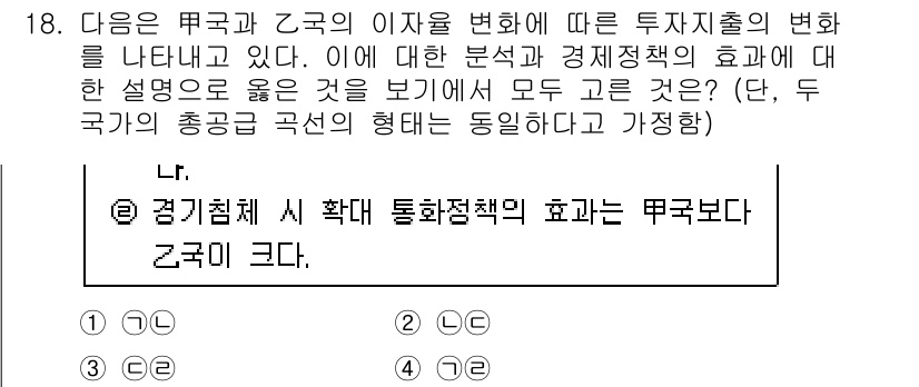 경찰공무원(순경)_사회 2019년 18번 - 경기도와 제주도의 통화정책 효과를 비교할 때, 경기도가 더 많은 인구와 ... 에 관한 핵심 기출문제