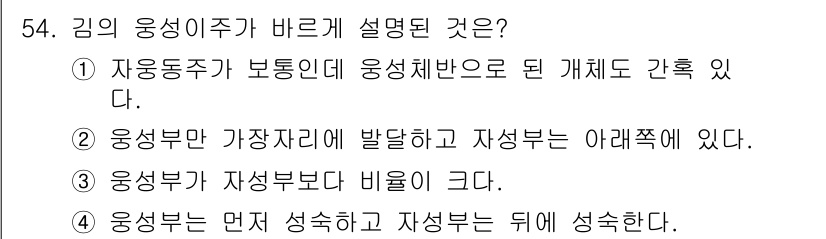 수산양식기사 2019년 54번 - .  

자동증식자 보통은 응성체반으로 된 개체도 간혹 존재하기 때문에,... 에 관한 핵심 기출문제