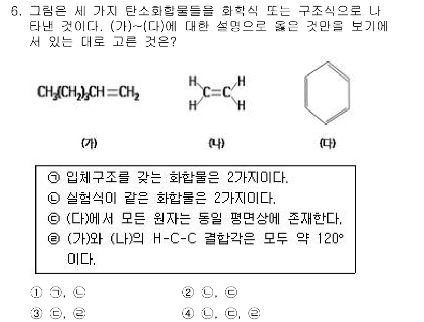 경찰공무원(순경)_과학 2015년 6번 - 문제에서 (가)와 (다)의 설명이 동일하다고 했을 때, (다)가 화학구조... 에 관한 핵심 기출문제