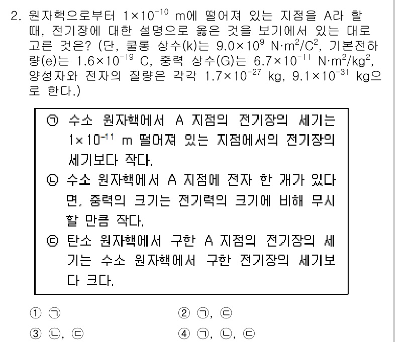 경찰공무원(순경)_과학 2016년 2번 - 주어진 문제에서는 두 개의 부하 전하가 원자핵과의 거리에서 전기력을 주고... 에 관한 핵심 기출문제