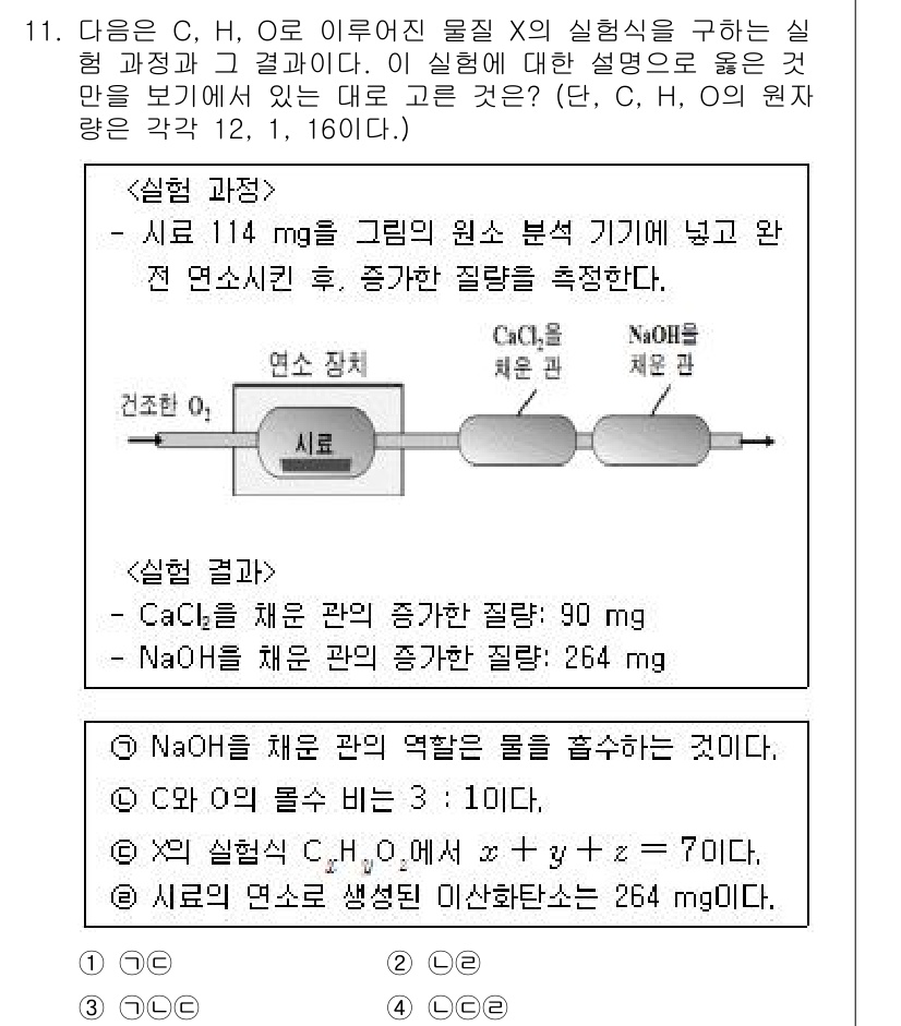 경찰공무원(순경)_과학 2017년 11번 - 실험에서 사용된 칼슘염(CaCl₂)과 나트륨 수산화물(NaOH)은 각각 ... 에 관한 핵심 기출문제