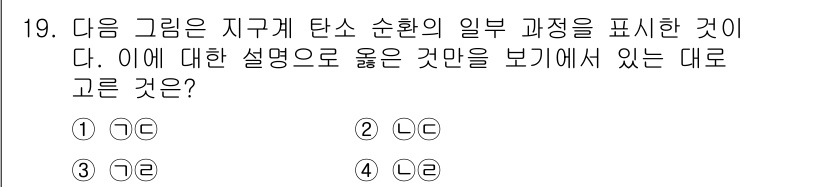 경찰공무원(순경)_과학 2018년 19번 - 문제에서 제시된 그림은 지구의 탄소 순환 과정 중 일부를 나타낸 것으로,... 에 관한 핵심 기출문제