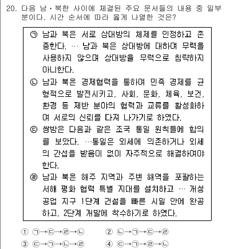 경찰공무원(순경)_한국사 2015년 20번 - 주어진 질문은 남북 간의 상호 관계와 경제 협력을 다루고 있습니다. 남북... 에 관한 핵심 기출문제