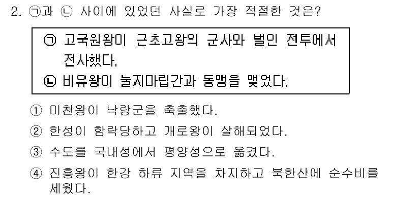 경찰공무원(순경)_한국사 2018년 2번 - 비유왕이 낮이면 마란 간과 동맹을 맺었다는 사실은 역사적으로 확인된 사건... 에 관한 핵심 기출문제