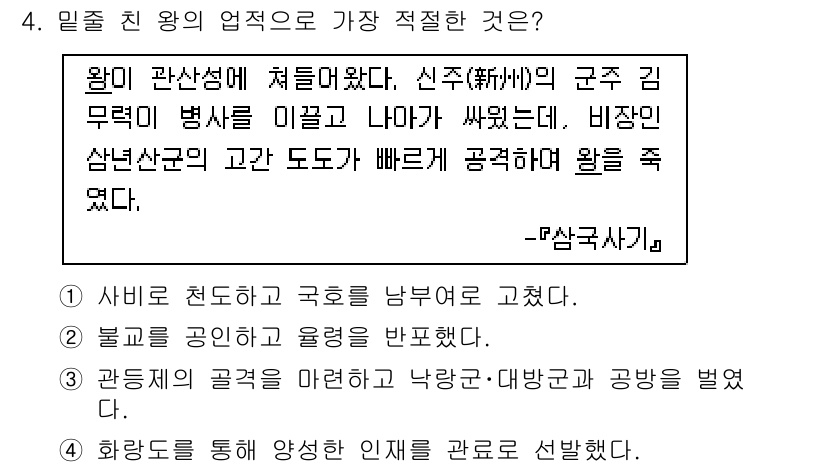 경찰공무원(순경)_한국사 2018년 4번 - . 신청이 왕이 관산성에 차려졌던 사건으로, 이를 통해 왕의 권위를 강화... 에 관한 핵심 기출문제