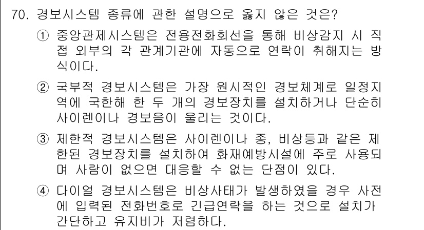 경비지도사_1차(법학개론,민간경비론) 2019년 70번 - 해당 자격증의 핵심 개념을 묻는 객관식 문제