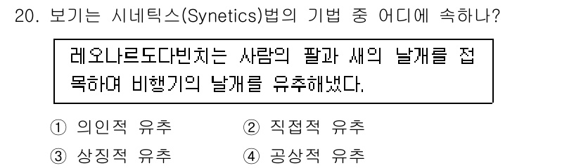 시각디자인기사 2015년 20번 - . 의인적 유추

의인적 유추는 비행기의 날개를 사람의 팔에 비유하여, ... 에 관한 핵심 기출문제